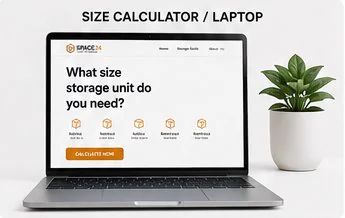 Space24 size calculator shown on a laptop
