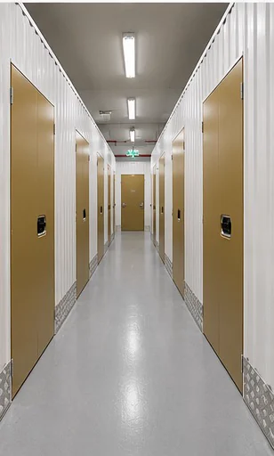 Bright corridor of secure Space24 storage units